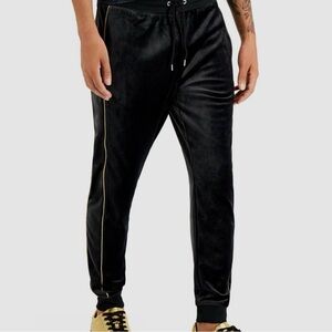 INC International Concepts Mens Black Gold Striped Velour Sweatpants Size Medium